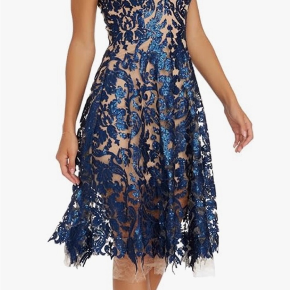 Dress the Population Navy and Nude Sequin Dress - Picture 3 of 5